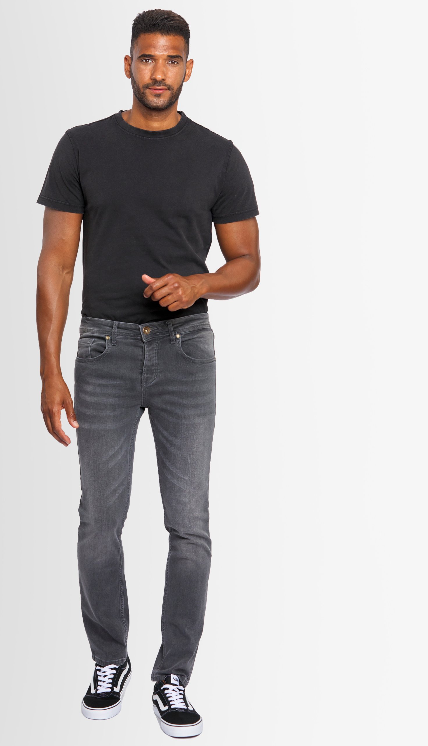 A. Salvarini Herren Jeans Slim Fit Stretch Denim 5-Pocket - Dunkelgrau