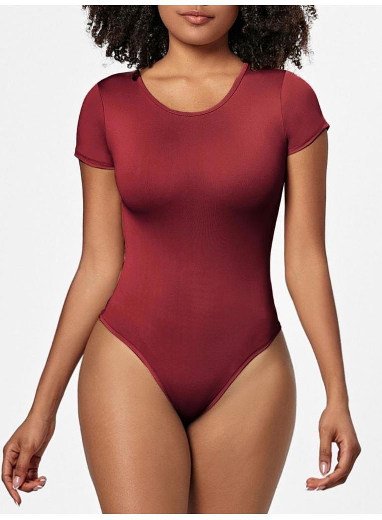 Thumbnail - Damen Bodysuit mit Rundhalsausschnitt und kurzen Ärmeln in voller Größe
