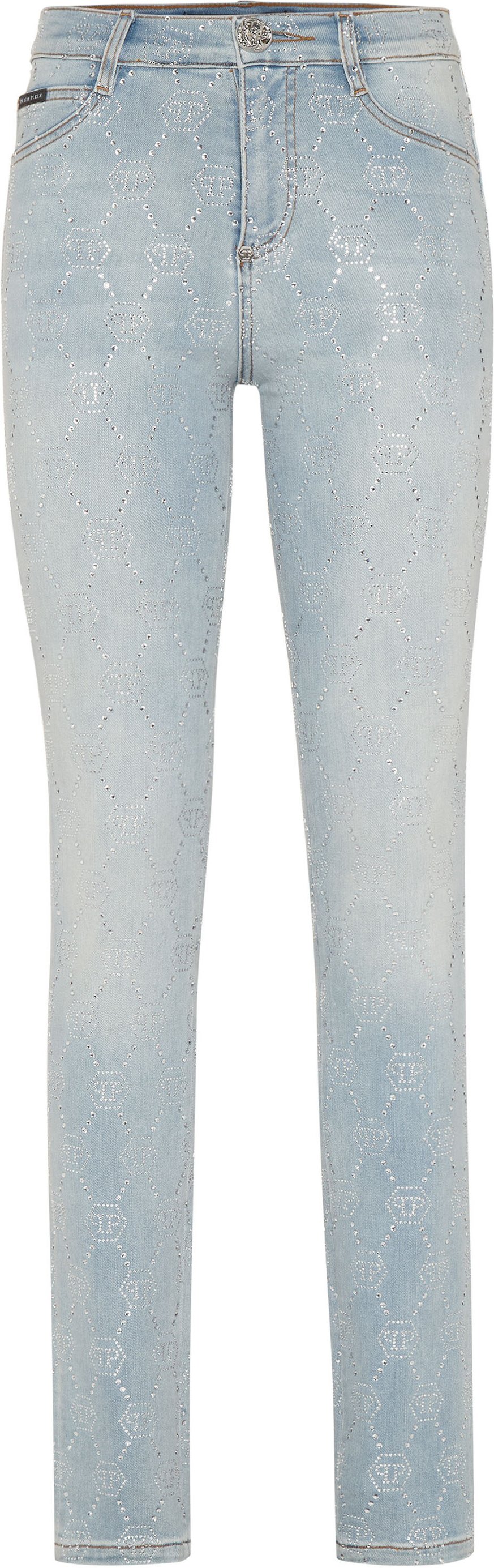 Denim Trousers High Waist Jegging Strass Monogram