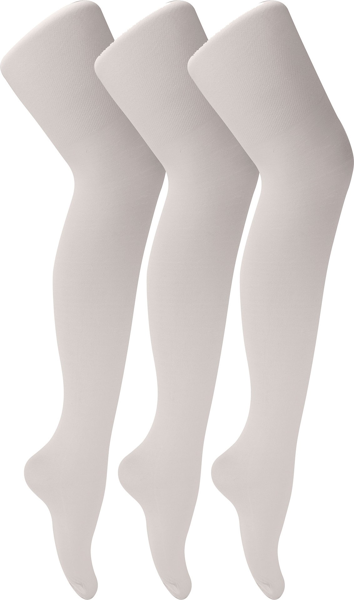 3er-Pack Damen 70 Denier Ballettstrumpfhosen | Sock Snob | Rosa & Weiß Fußende Tanzstrumpfhosen für Frauen - Weiß