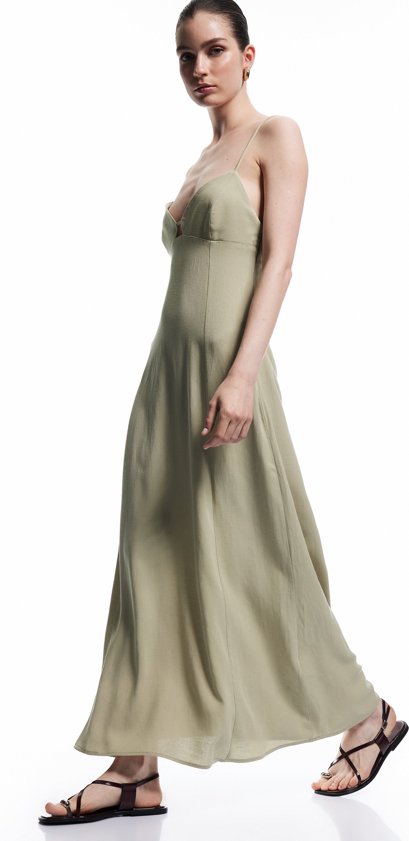 Koton KLEIDER Koton Maxi-Chiffon-Kleid mit Herz-Ausschnitt