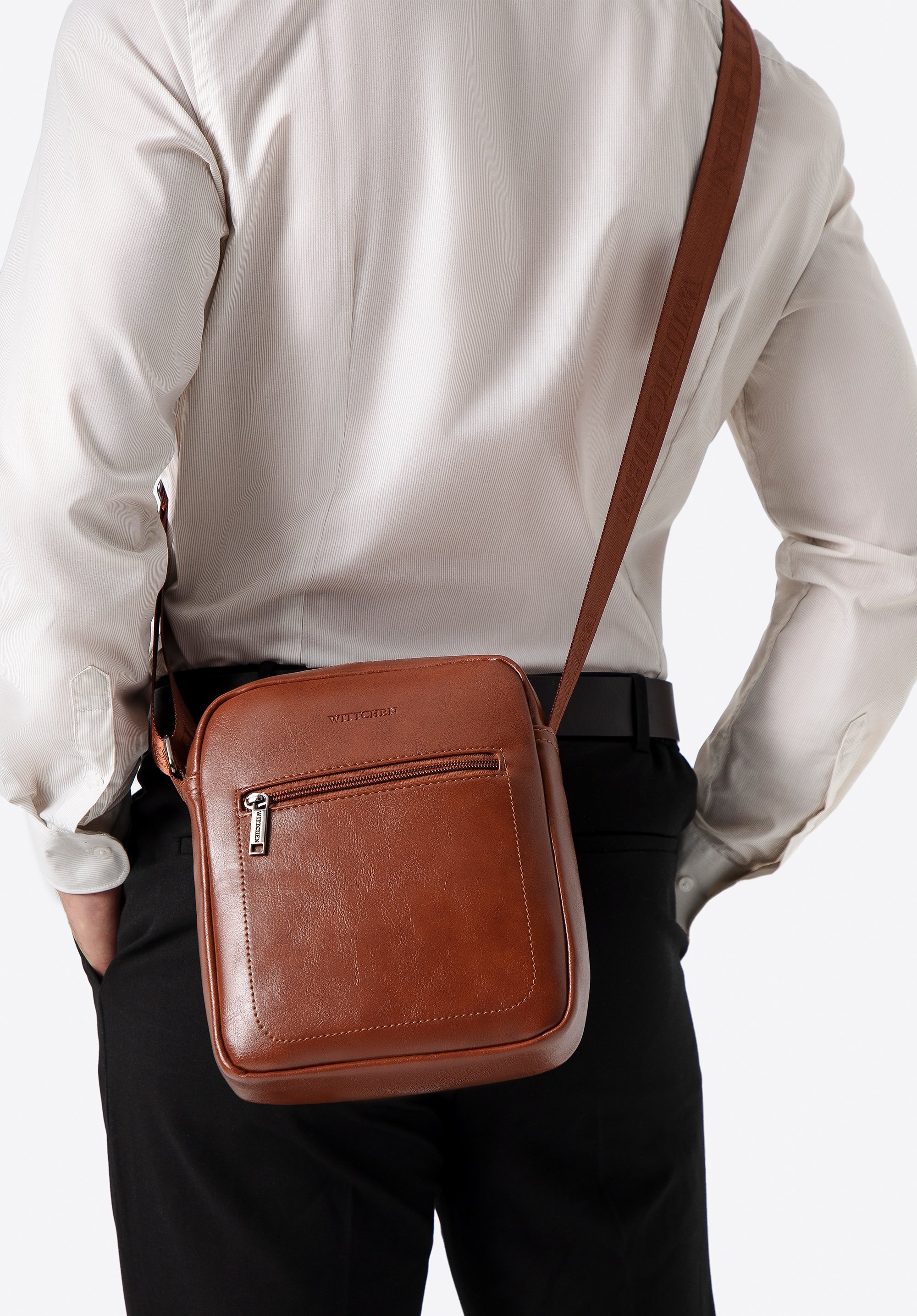 Wittchen Herren-Umhängetasche aus braunem Kunstleder