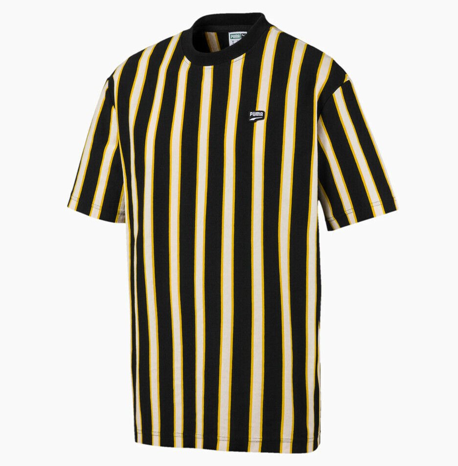 Puma Herren in der Innenstadt von Streifen T-Shirt Casual Black T-Shirt 595687 01