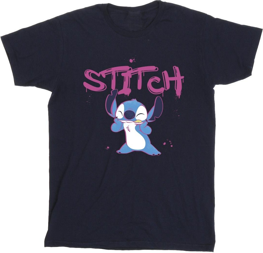 Disney - "Lilo And Stitch Graffiti" T-Shirt für Mädchen (Marineblau)