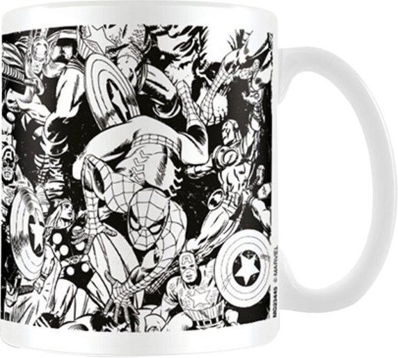 Marvel - Kaffeebecher, Figuren (Weiß/Schwarz)