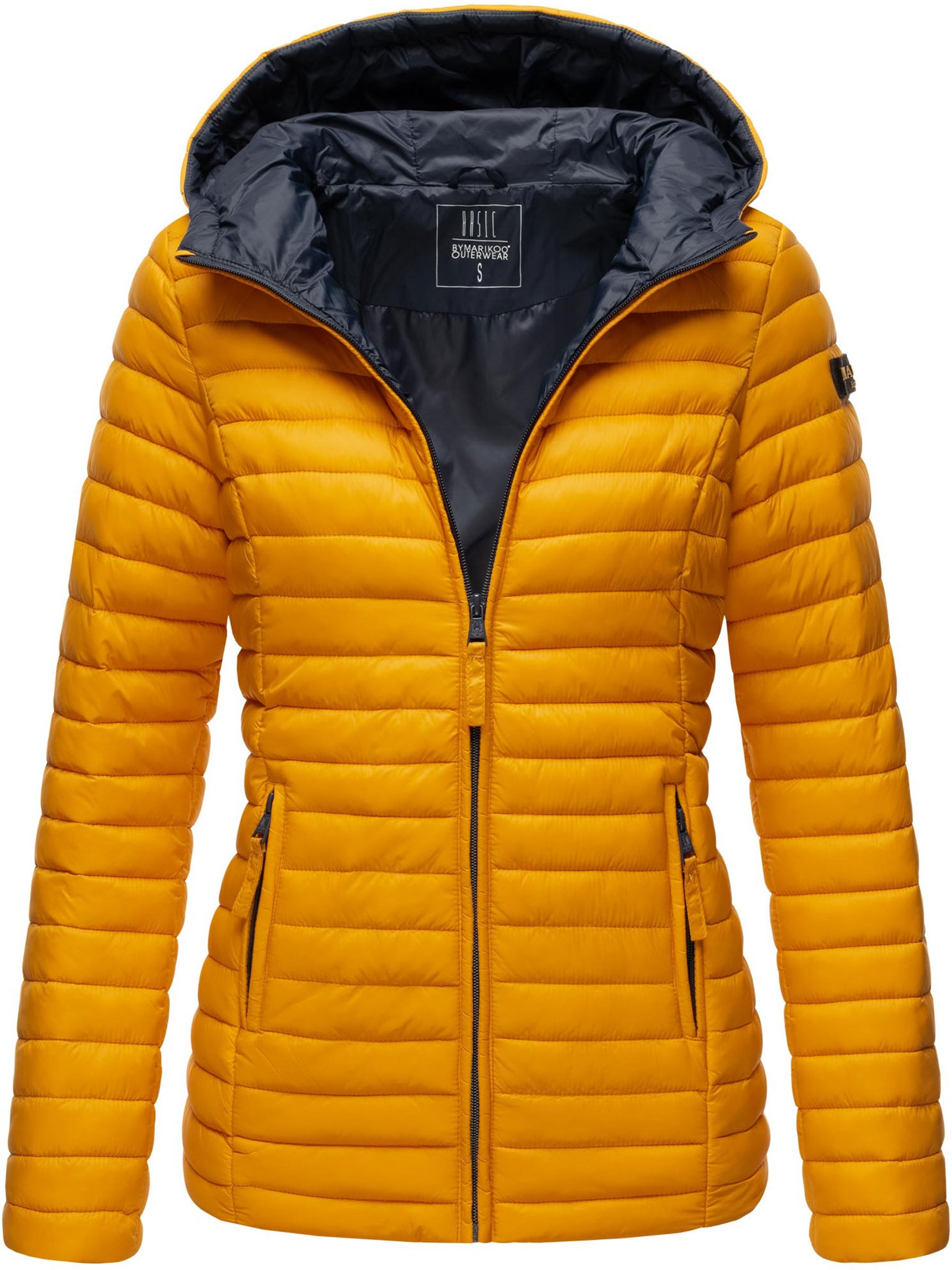 Marikoo Damen Steppjacke – Asraa, leicht mit Kapuze & Kontrastfutter