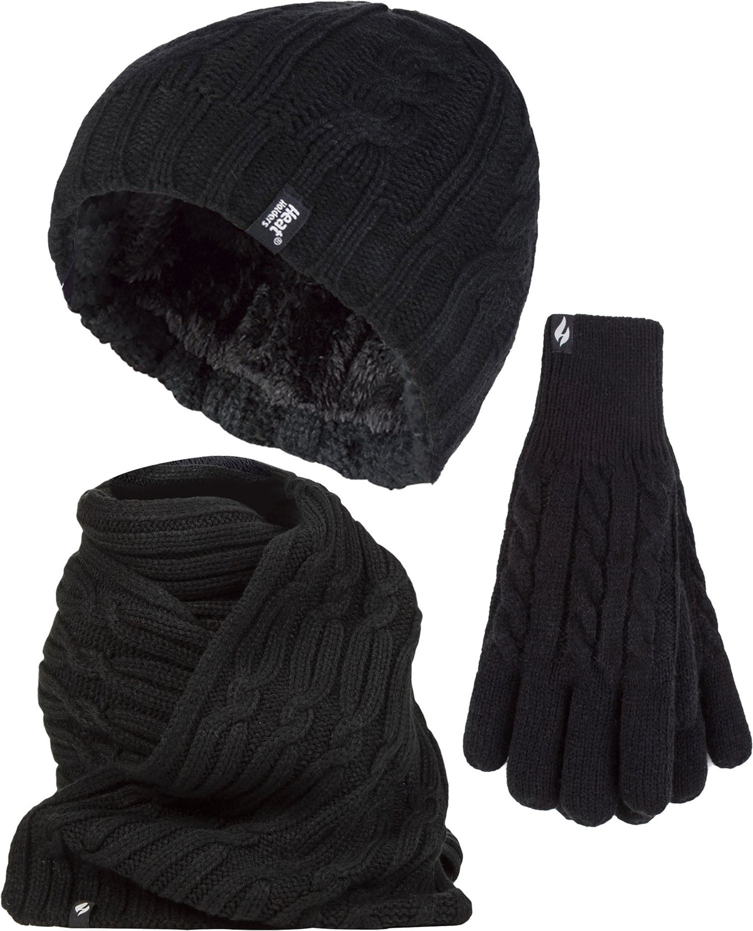 Damen-Set aus Strickmütze, Schal und Handschuhen | Wärmehalter | Mit Fleece gefüttertes Thermo-Kaltwetter-Set für Damen ...