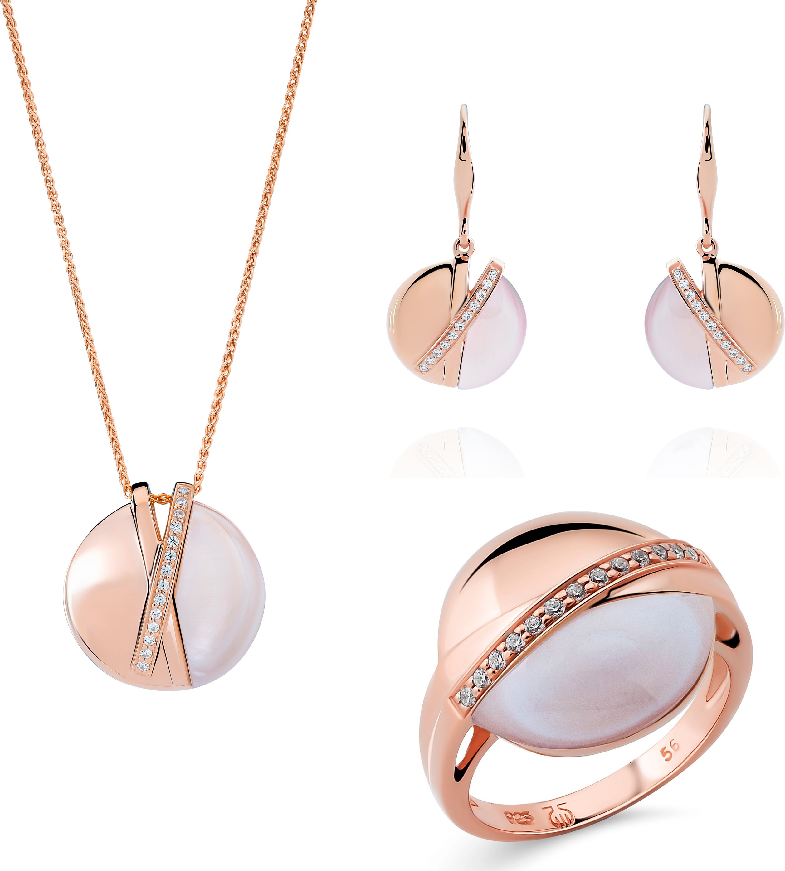 Orphelia 'Moragene' Damen-Set aus 925er Sterlingsilber: Halskette + Ohrringe + Ring – Rosé SET-7506/RG