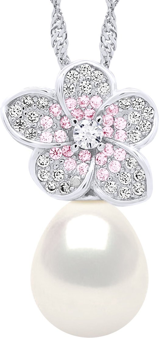 Halskette – echte Süßwasser-Zuchtperle, Birne, 9–10 mm