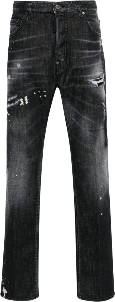 Dsquared2 642 Denim Paint Splash Schwarze Jeanshose Herren