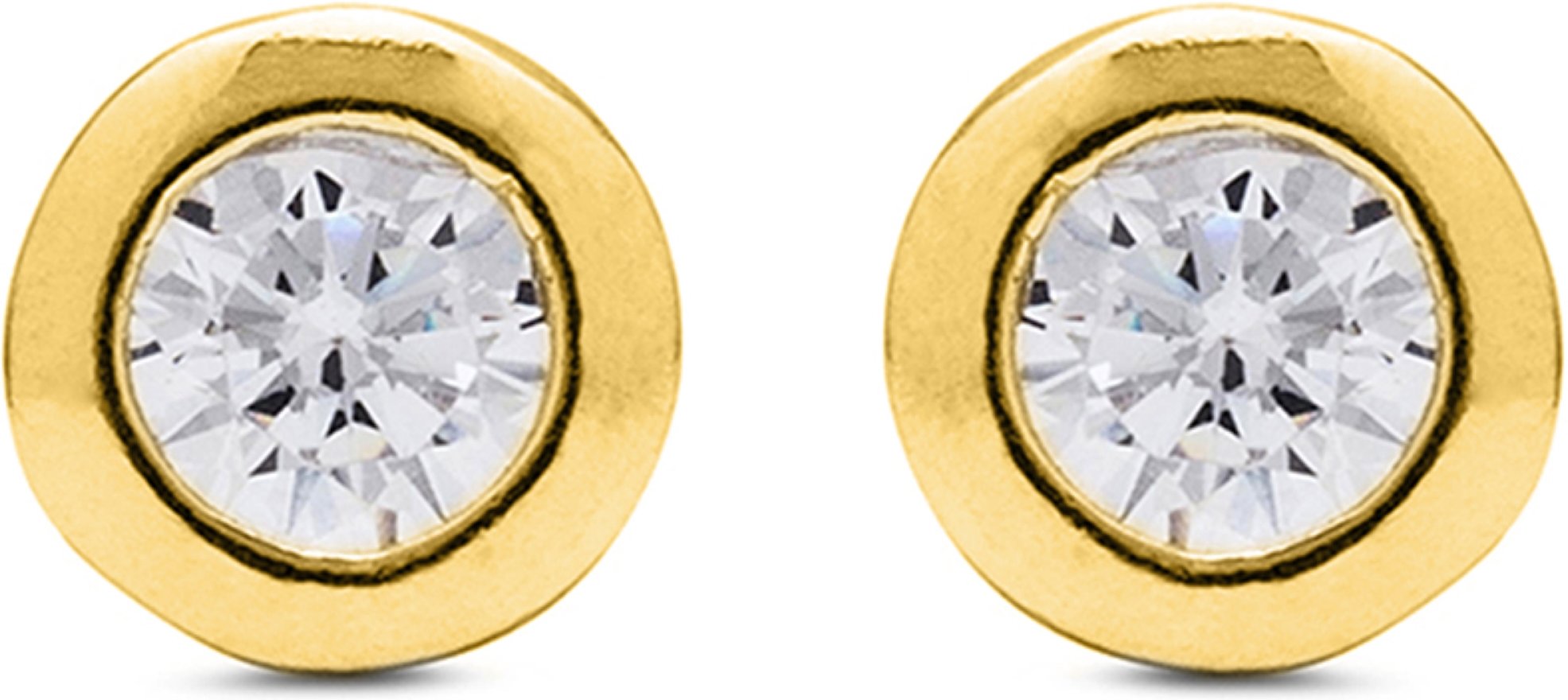 Luxenter Ohrring aus 925er Sterlingsilber mit glänzenden Zirkonen in 18K Gelbgold - Zaja