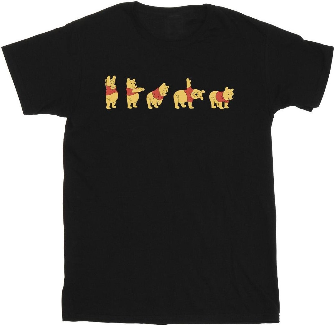 Disney - "Winnie The Pooh Stretching" T-Shirt für Herren (Schwarz)