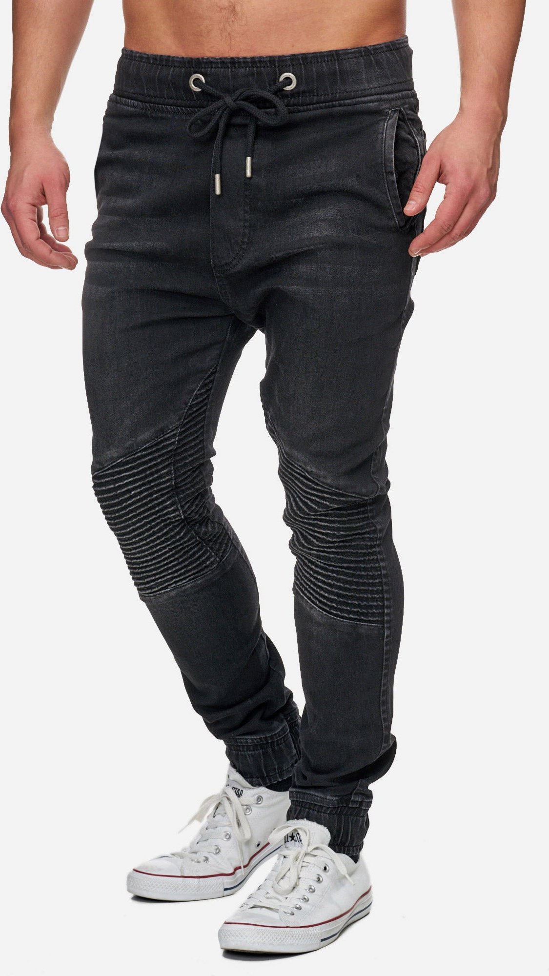 Tazzio Herren Jeans Regular Fit im Biker Jogger-Stil
