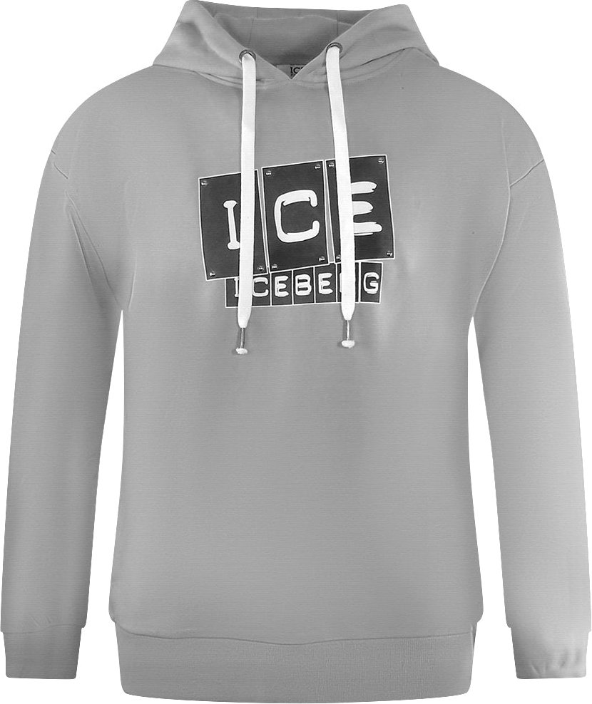 Thumbnail - Ice Iceberg - Grauer Kapuzenpullover mit auffälligem Blocklogo