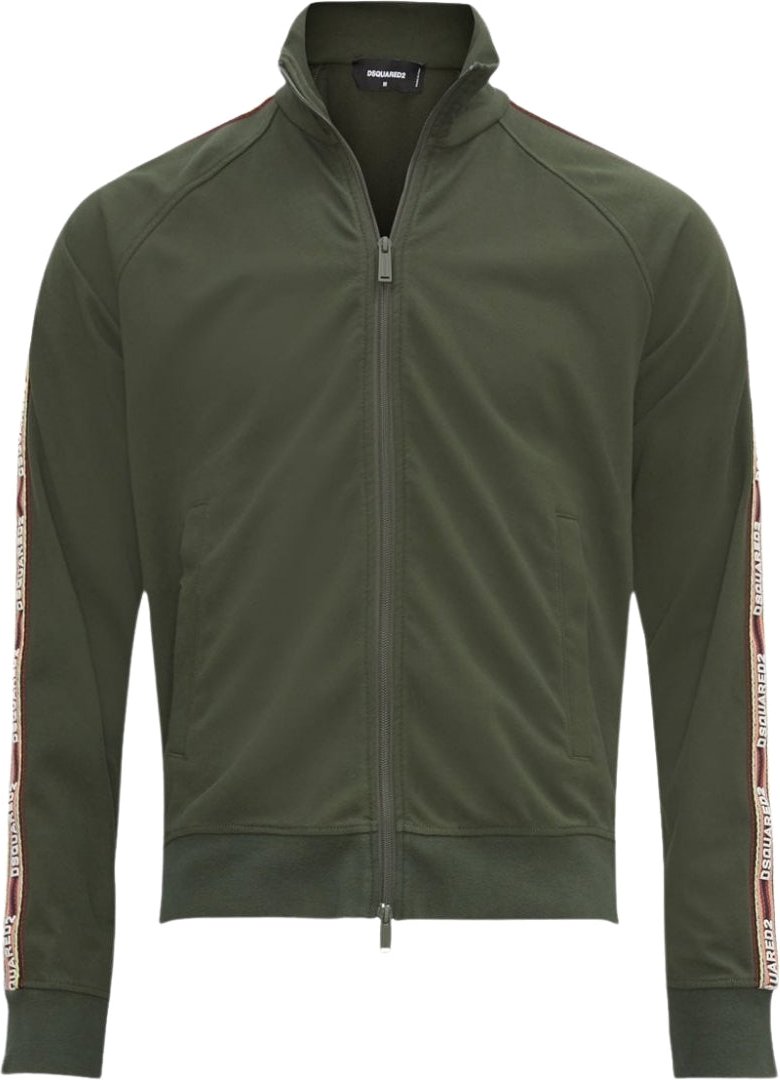 Dsquared2 Sweatshirt mit versiegelten armeln in Militargrun mit Reissverschluss