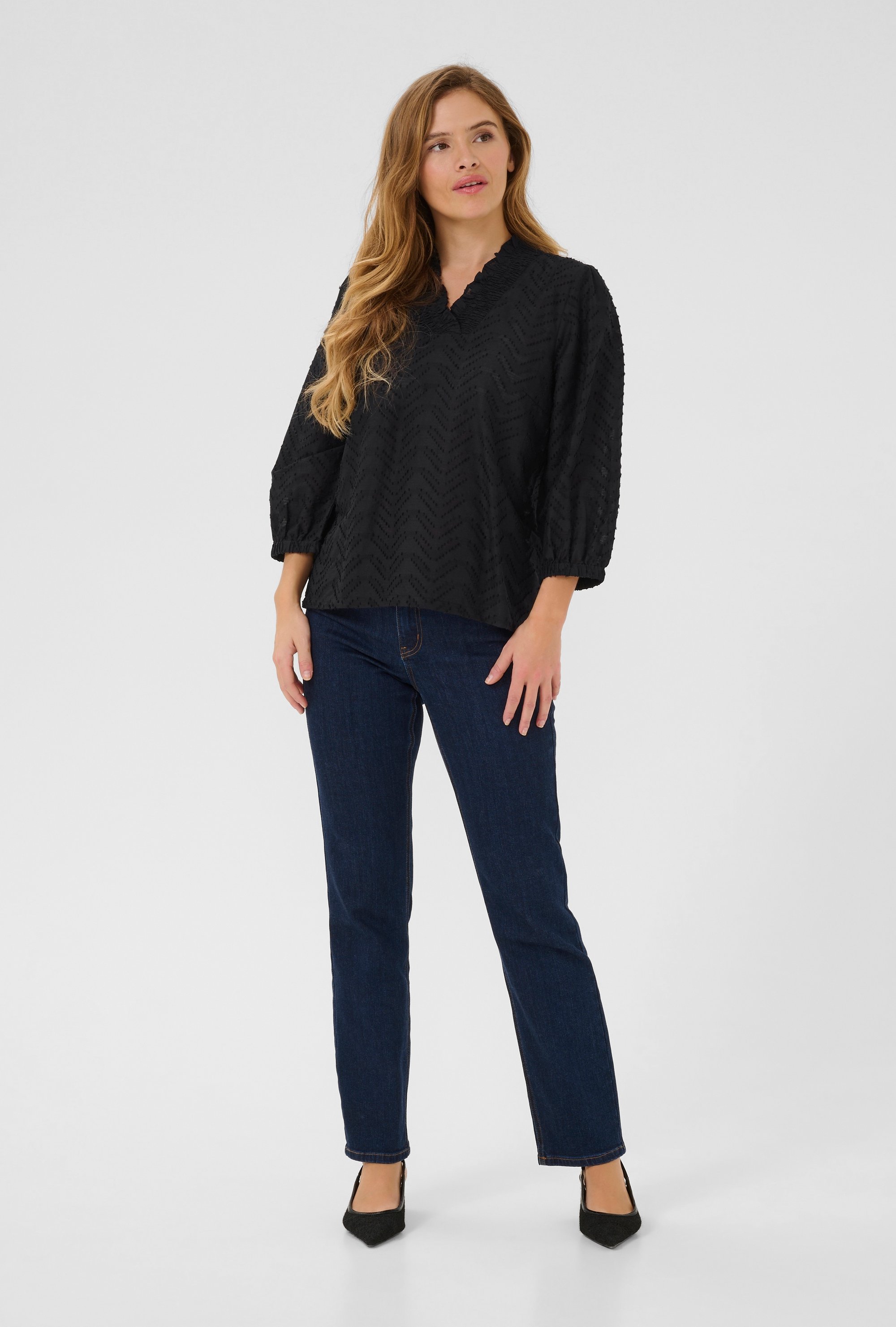 Langarm-Bluse Regular fit Black