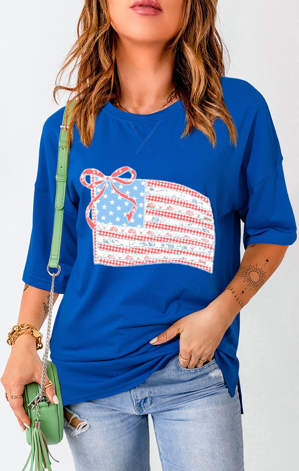 Flaggen-Grafik T-Shirt mit kurzen Ärmeln