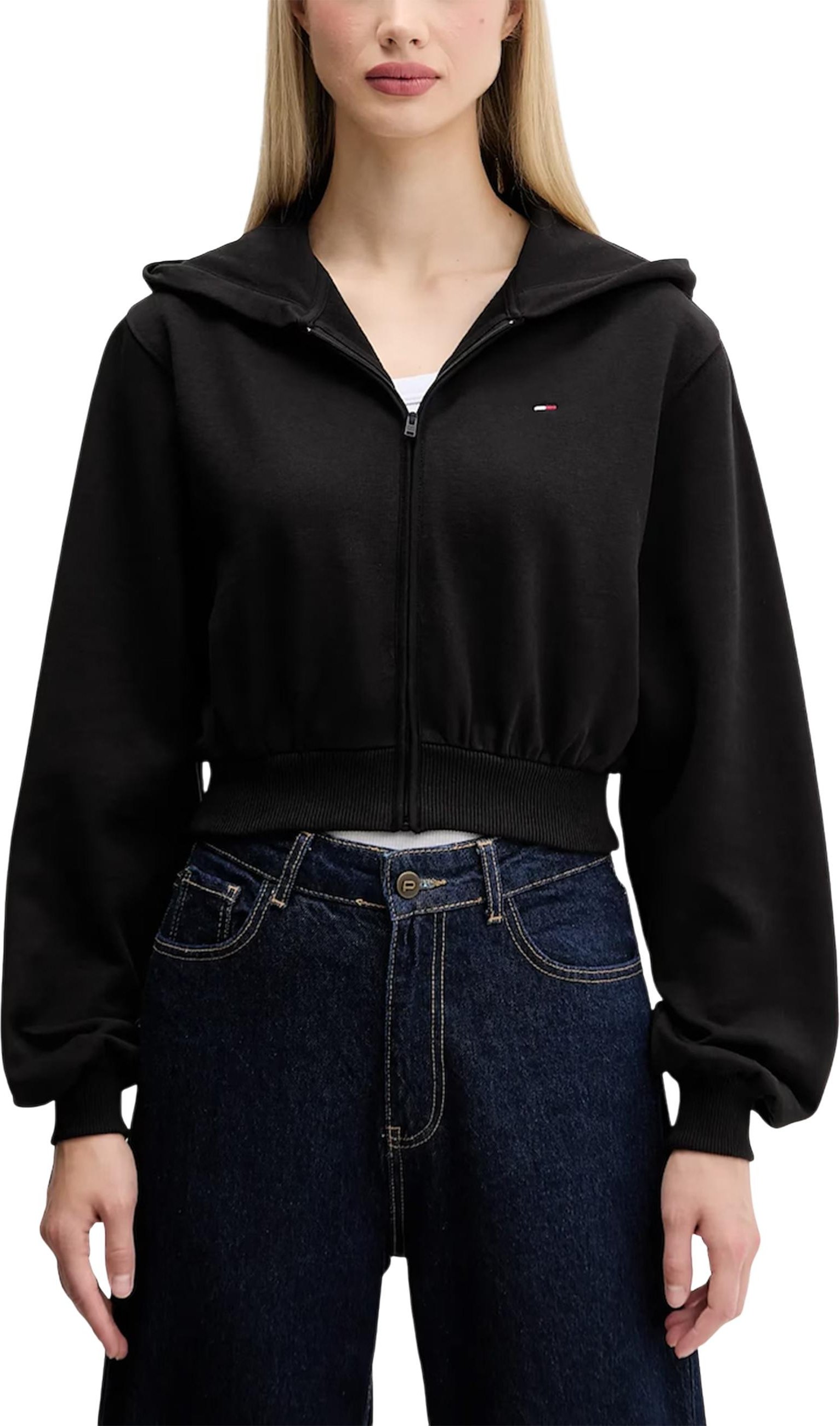 Reißverschluss-Cropped Hoodie