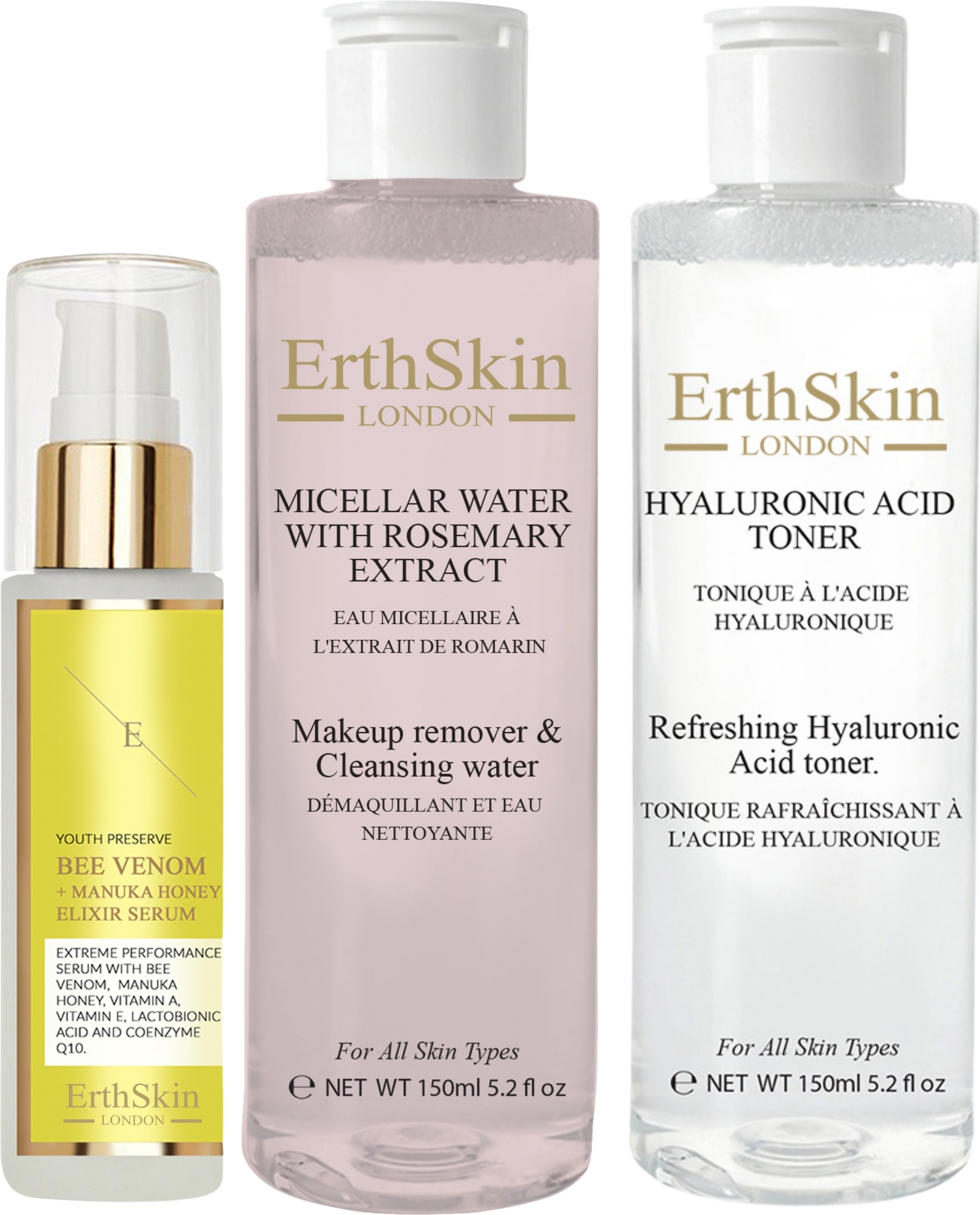 Thumbnail - Mizellenwasser mit Rosmarin-Extrakt 150ml+ Erfrischendes Hyaluronsäure-Tonikum 150ml+ Bienengift + Manuka Honig Elixier ...