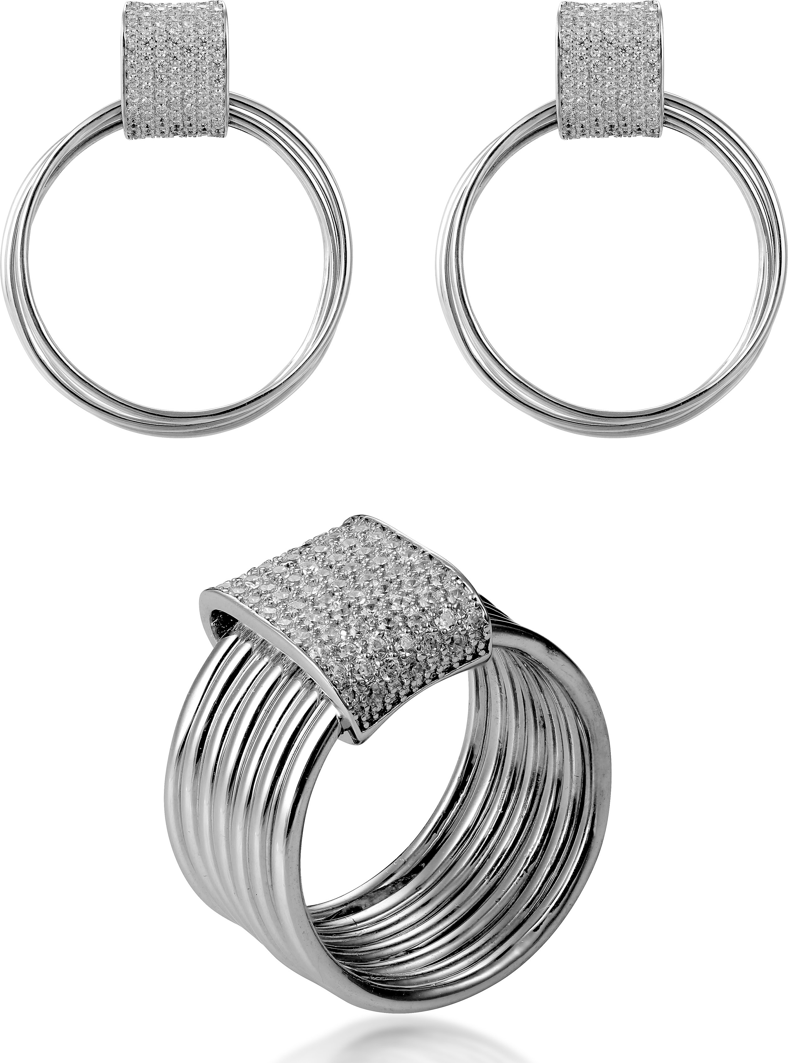 Orphelia 'Eleanor' Damen-Set aus 925er Sterlingsilber: Ohrringe + Ring – Silber SET-7417