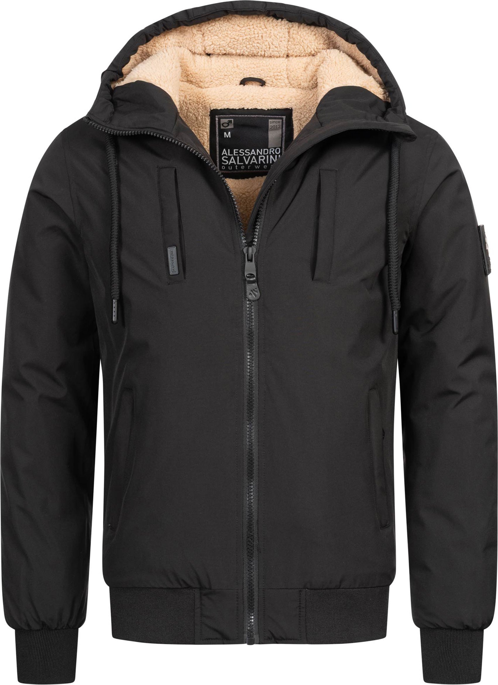 Alessandro Salvarini Herren Winterjacke AS-431 – Warm, Mit Teddyfellfutter & Kapuze