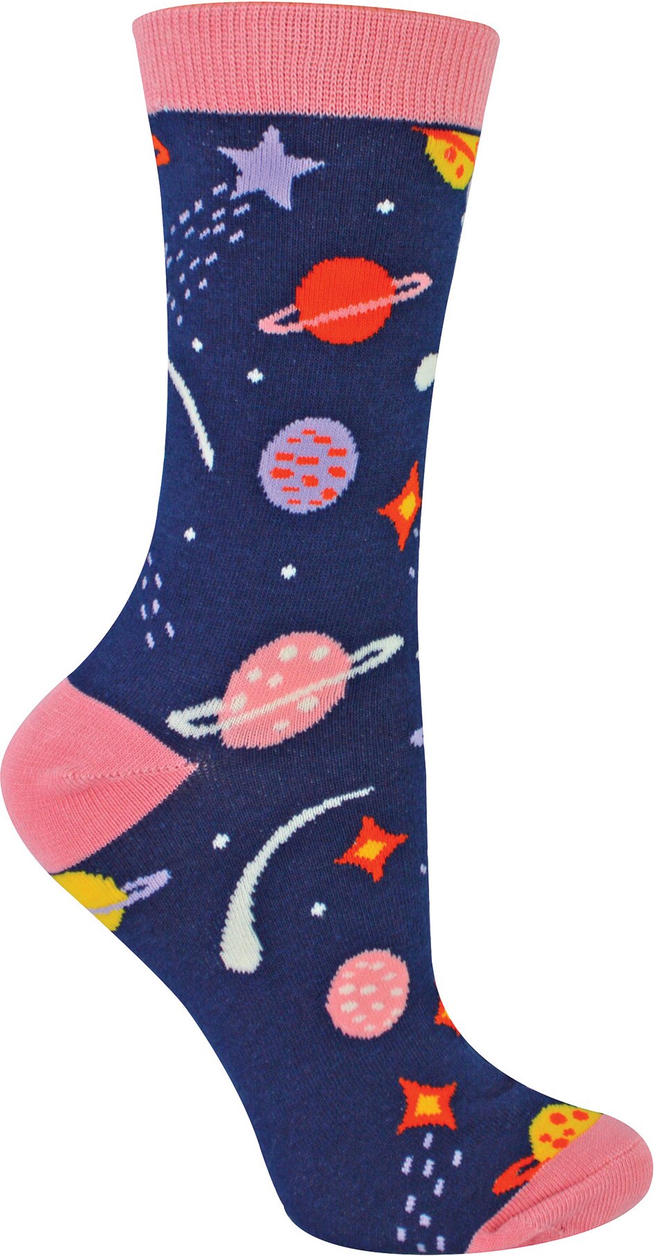 Miss Sparrow - Atmungsaktive Damen-Sonnensystem-Muster Bambus-Socken - Space (Navy)