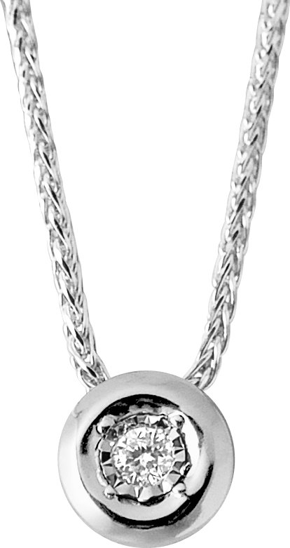 Halskette Diamant Solitär 0,020 Karat Serti Illusion 0,50 Karat Weißgold