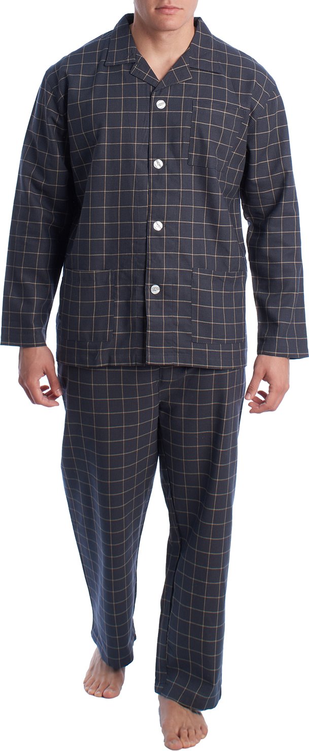 Herren Schlafanzug aus Baumwolle mit langärmeligem Hemd KLP7