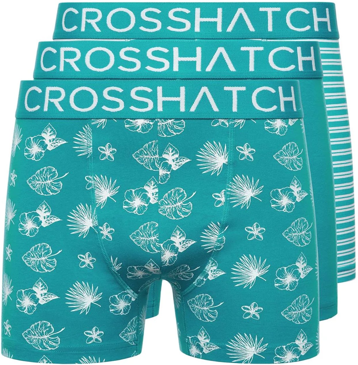 Crosshatch - "Hovland" Boxershorts für Herren (3er-Pack) (Tropisches Grün)