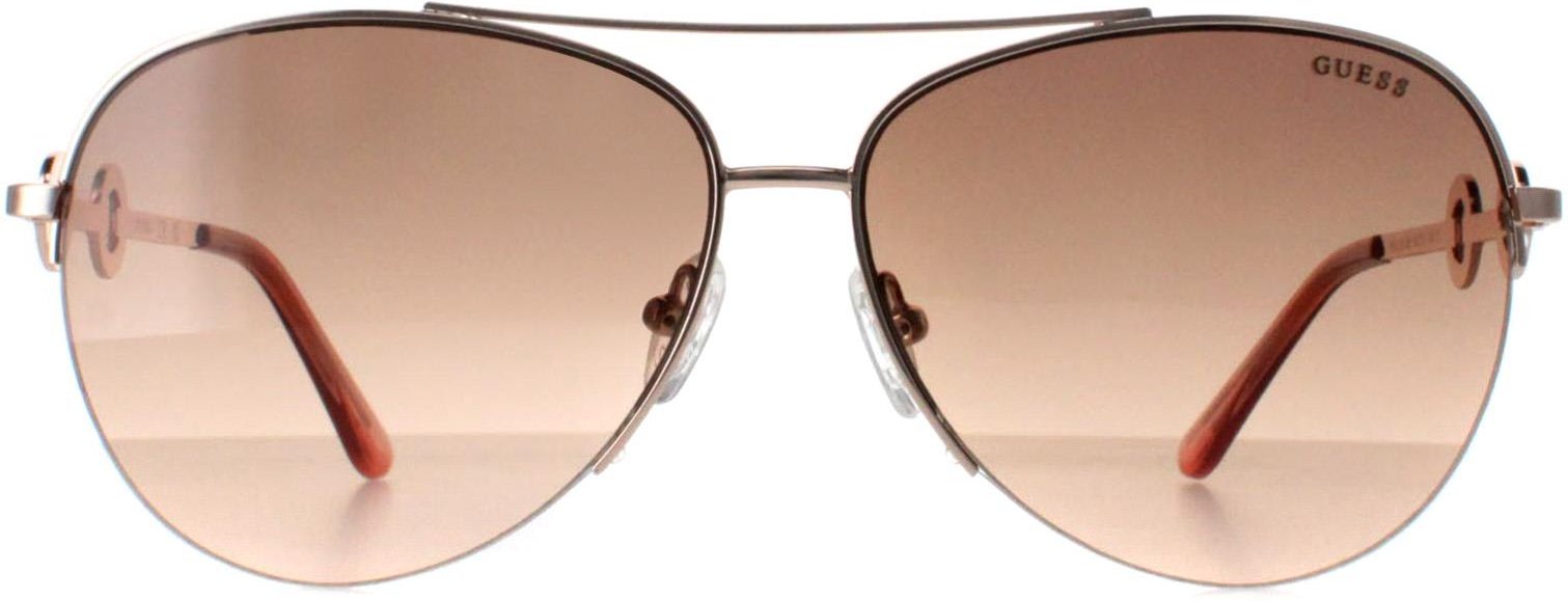 Guess GF6171 28F glänzende Sonnenbrille mit braunem Farbverlauf in Roségold
