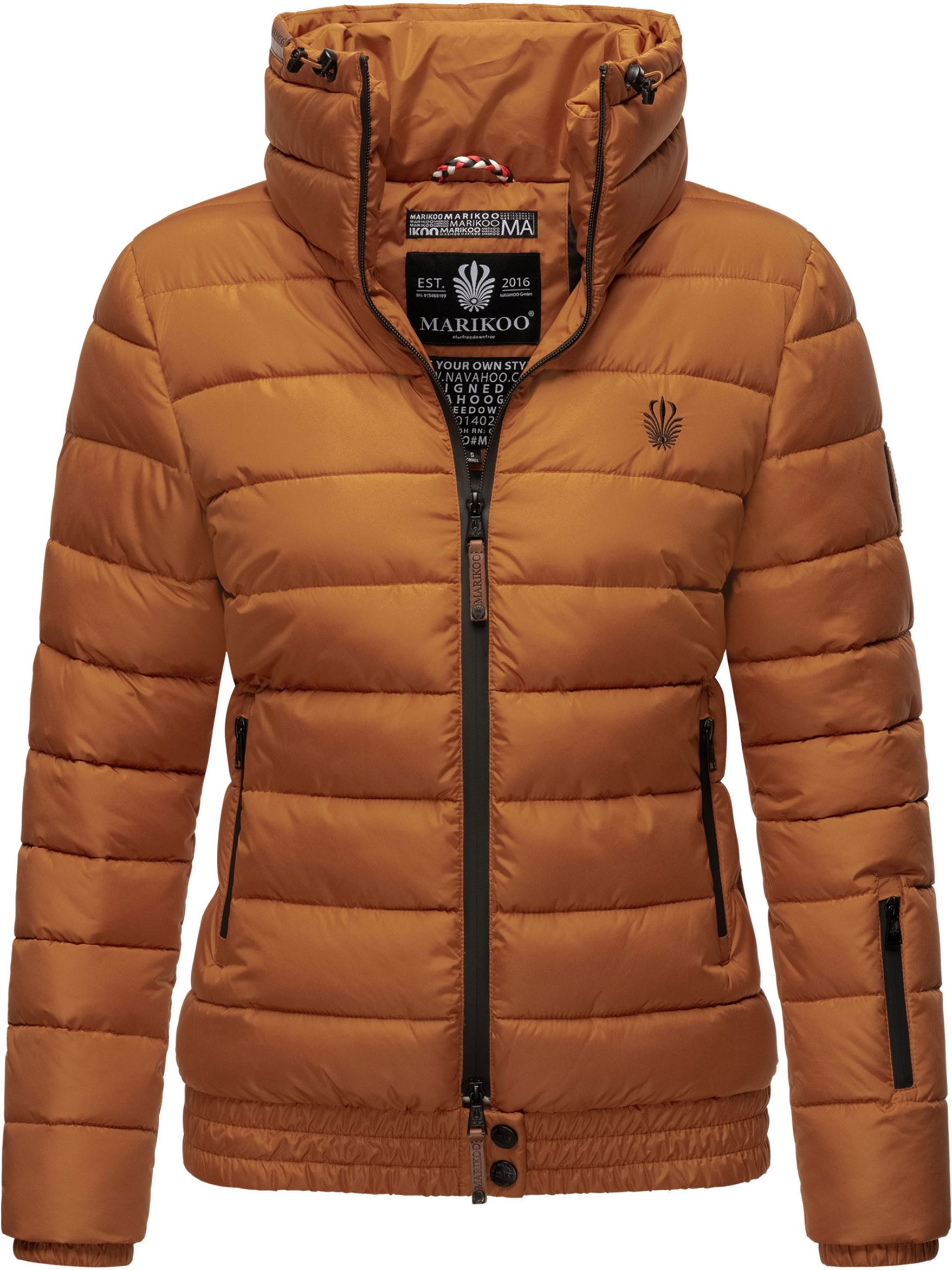 Marikoo Damen Steppjacke Poisen mit hohem Kragen & Teddyfleece-Taschen