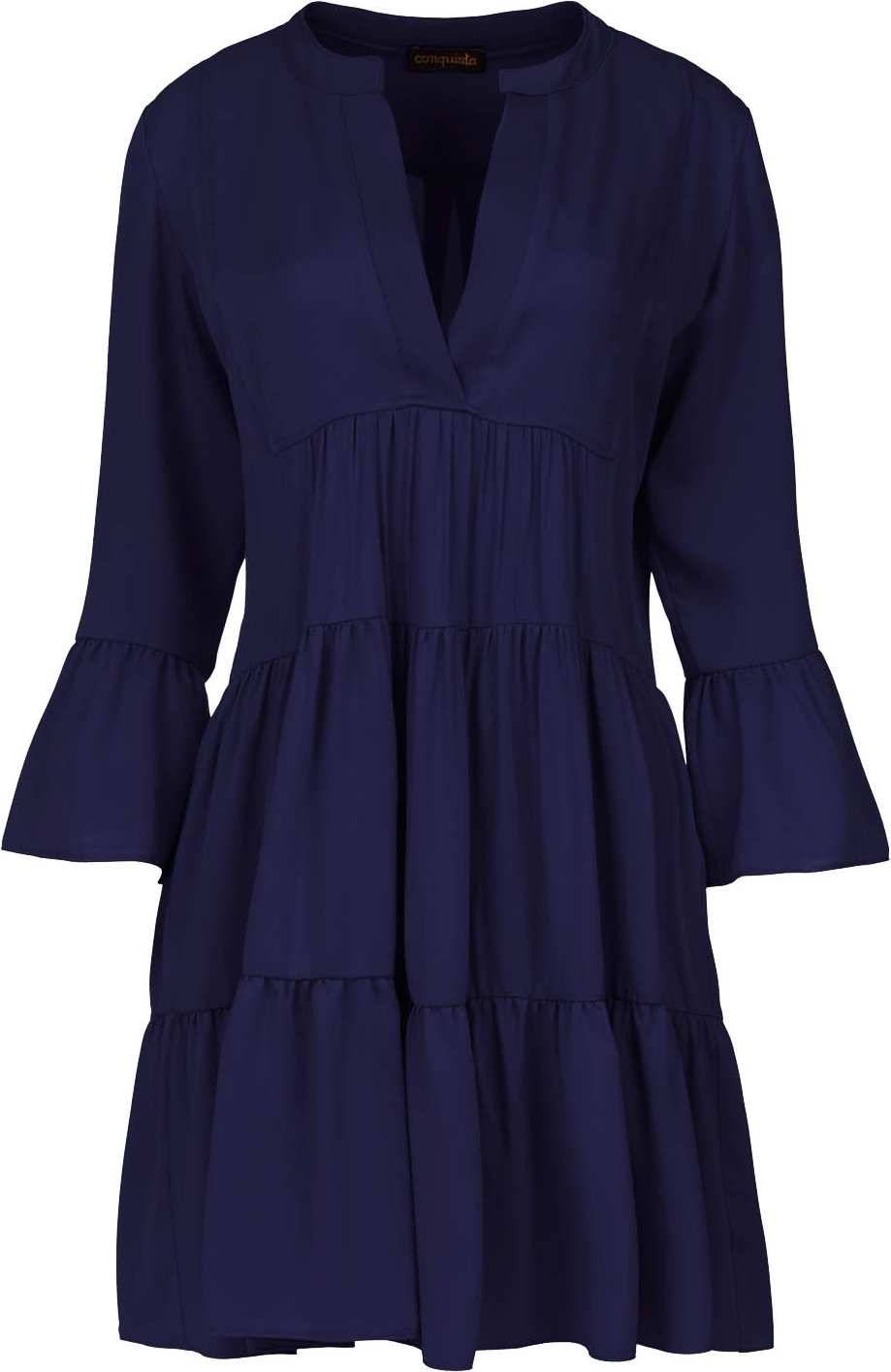 Marineblaues Kleid aus Viskose mit gerafften Nähten