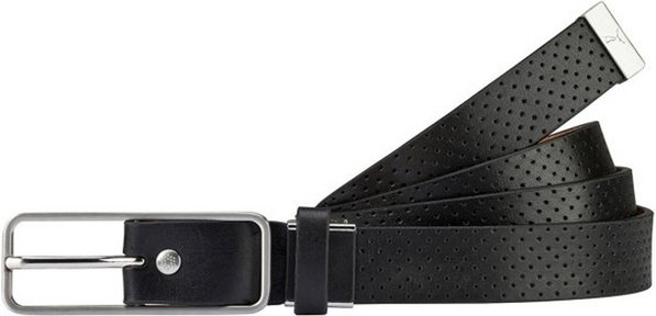 Puma -Dimple geschnitten zu langen Erwachsenen schwarze Golf -Ledergürtel 053007 01