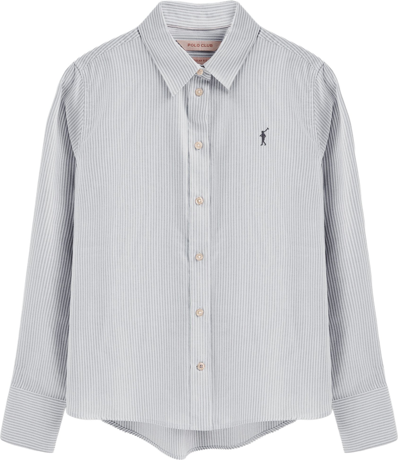 Hemd marineblau gestreift im Regular Fit mit Rigby Go-Logo