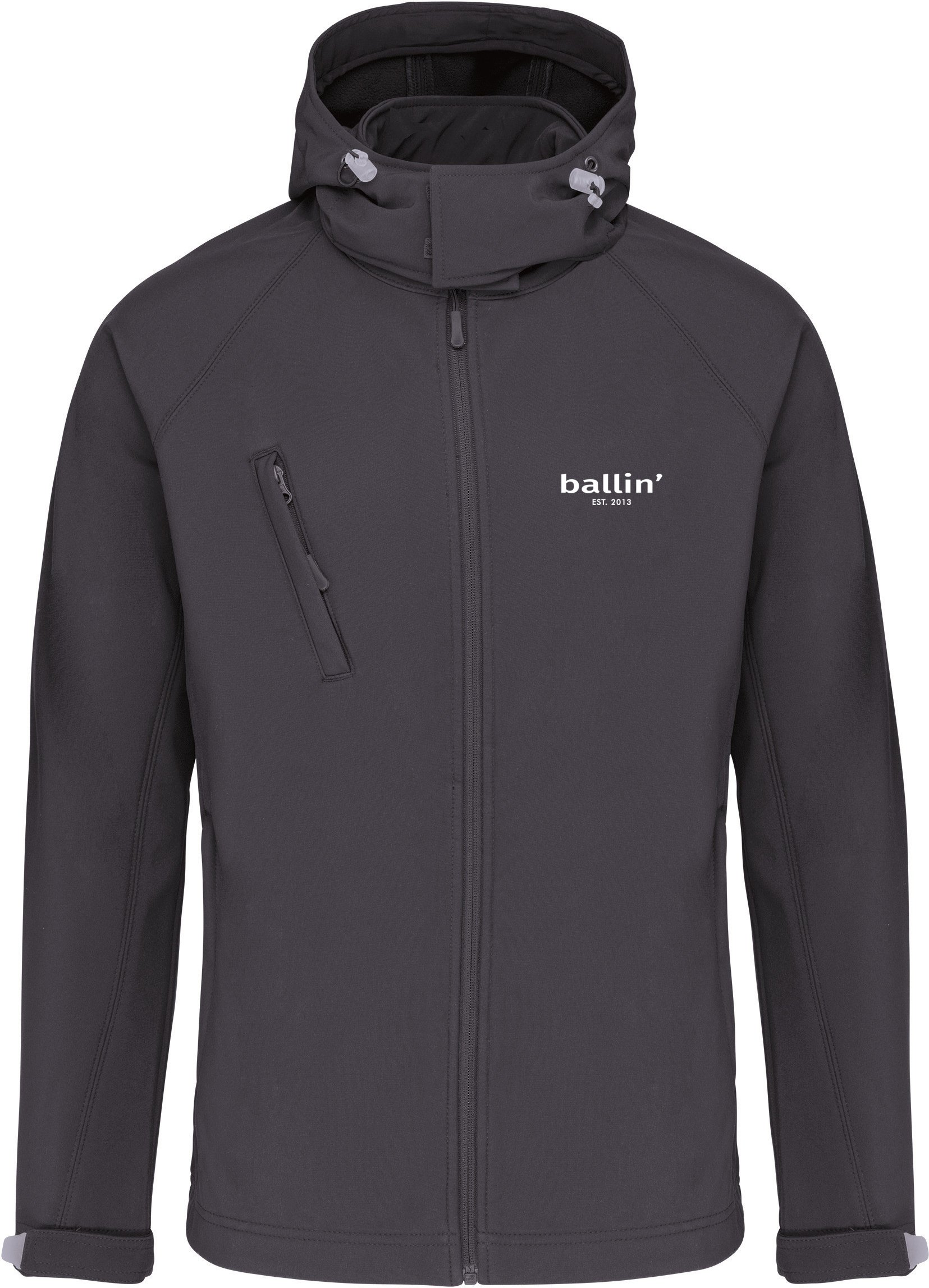 Softshell Hooded Jas von Ballin Est. 2013 in der farbe Grau und in größe S.