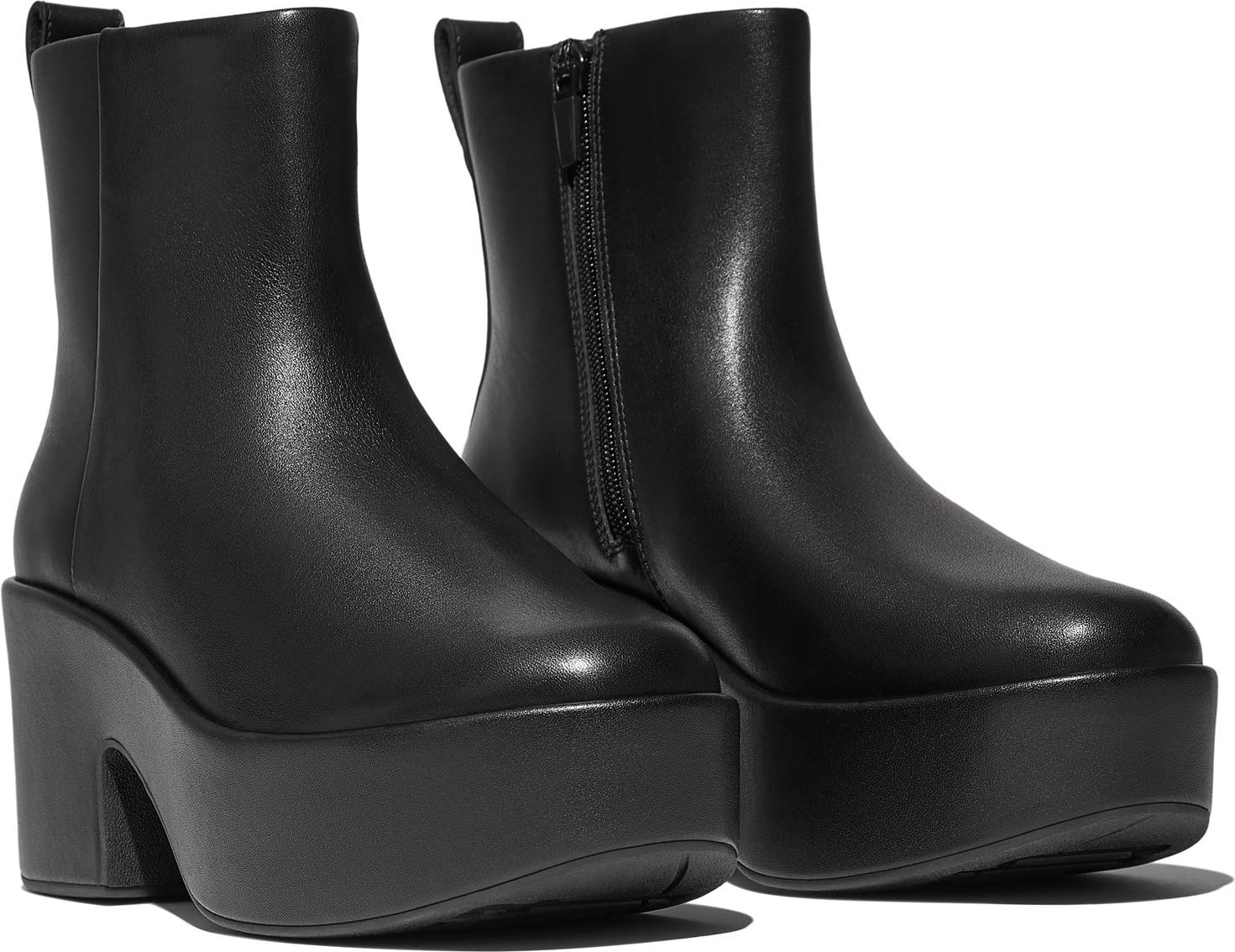 FitFlop Plattform-Stiefeletten aus Leder für Damen in Schwarz