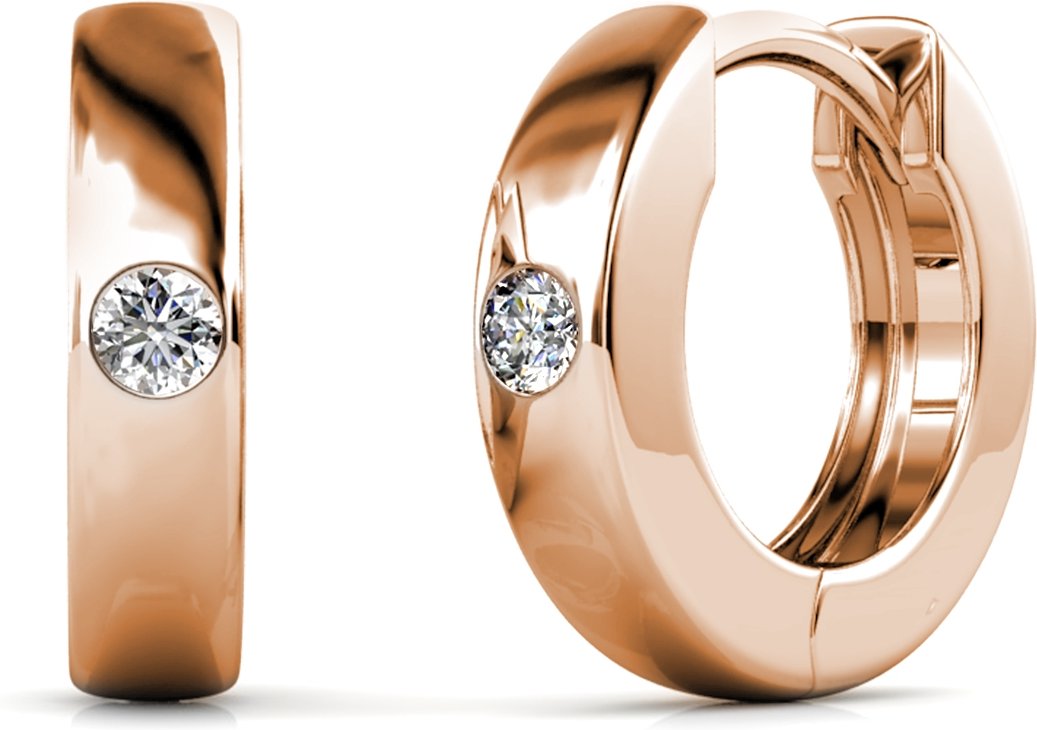 Ringe Ohrringe - Roségold und Kristall