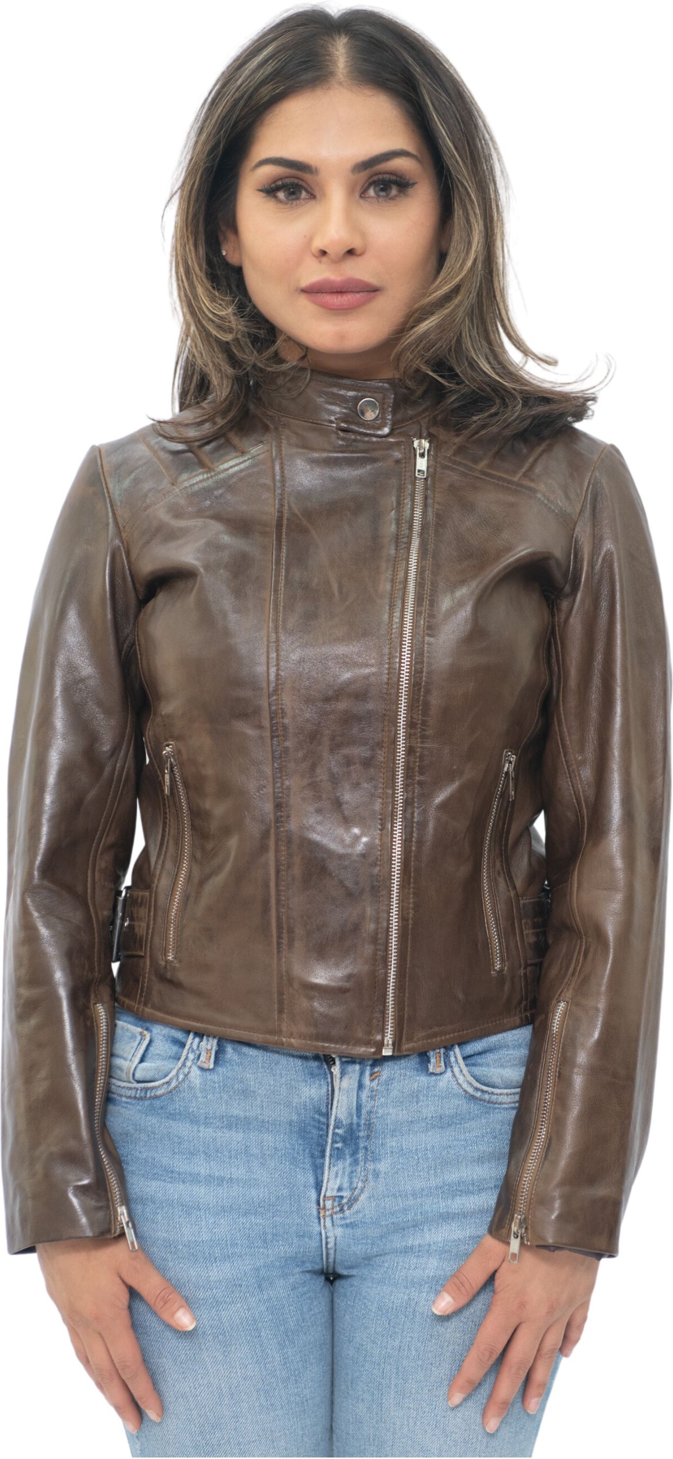 Damen-Bikerjacke aus Leder – Celaya