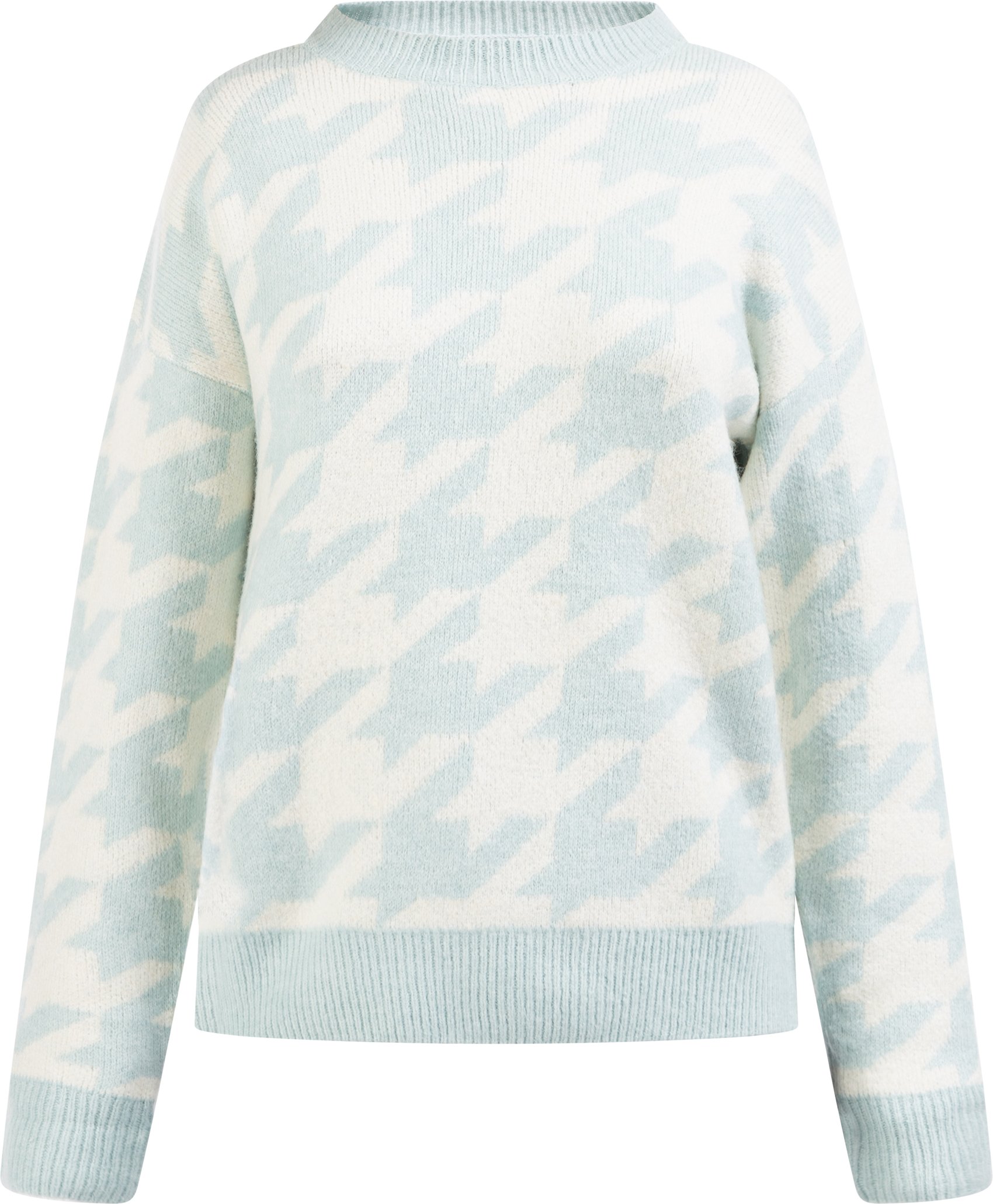 Mymo Strickpullover Damen hellblaues Wollweiß