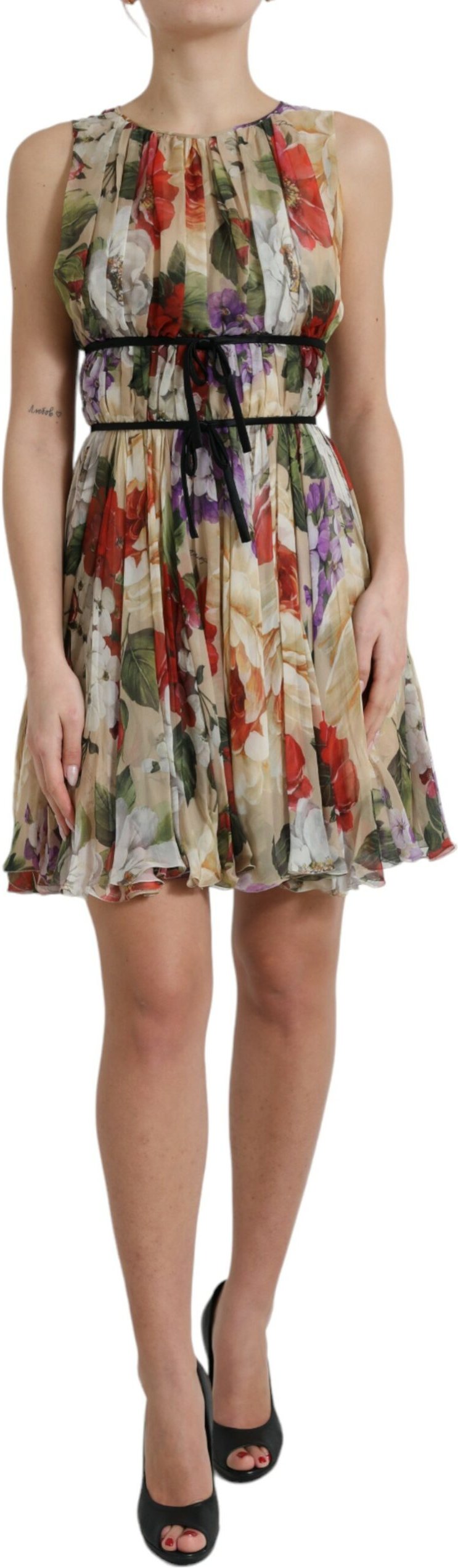 Blumenmuster Seiden-Minikleid