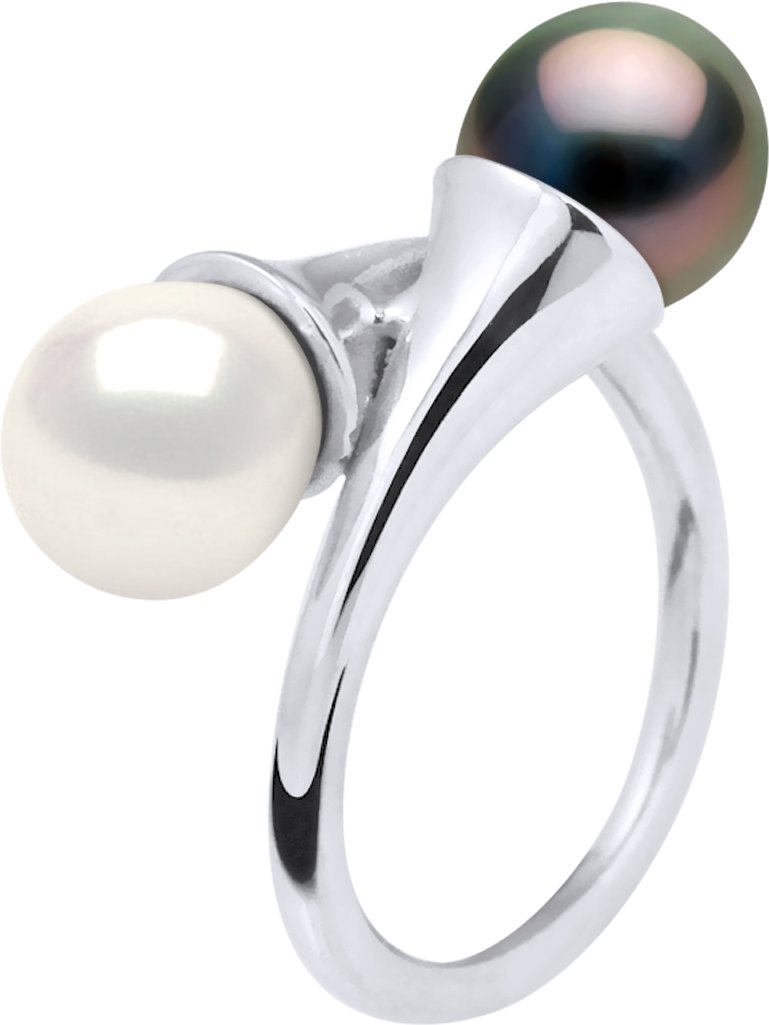 DIADEMA - Ring You & Me in Weißgold - Echte Süßwasserperlen und Tahiti-Perlen - Weiß
