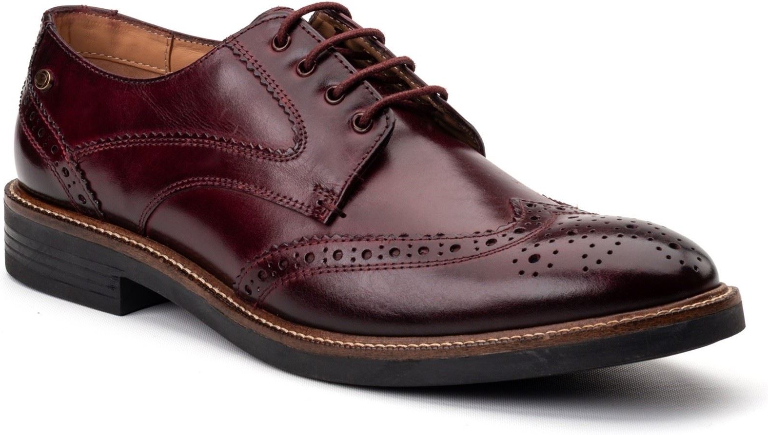 Base London York Leder Herren Bordo Brogues Schuhe
