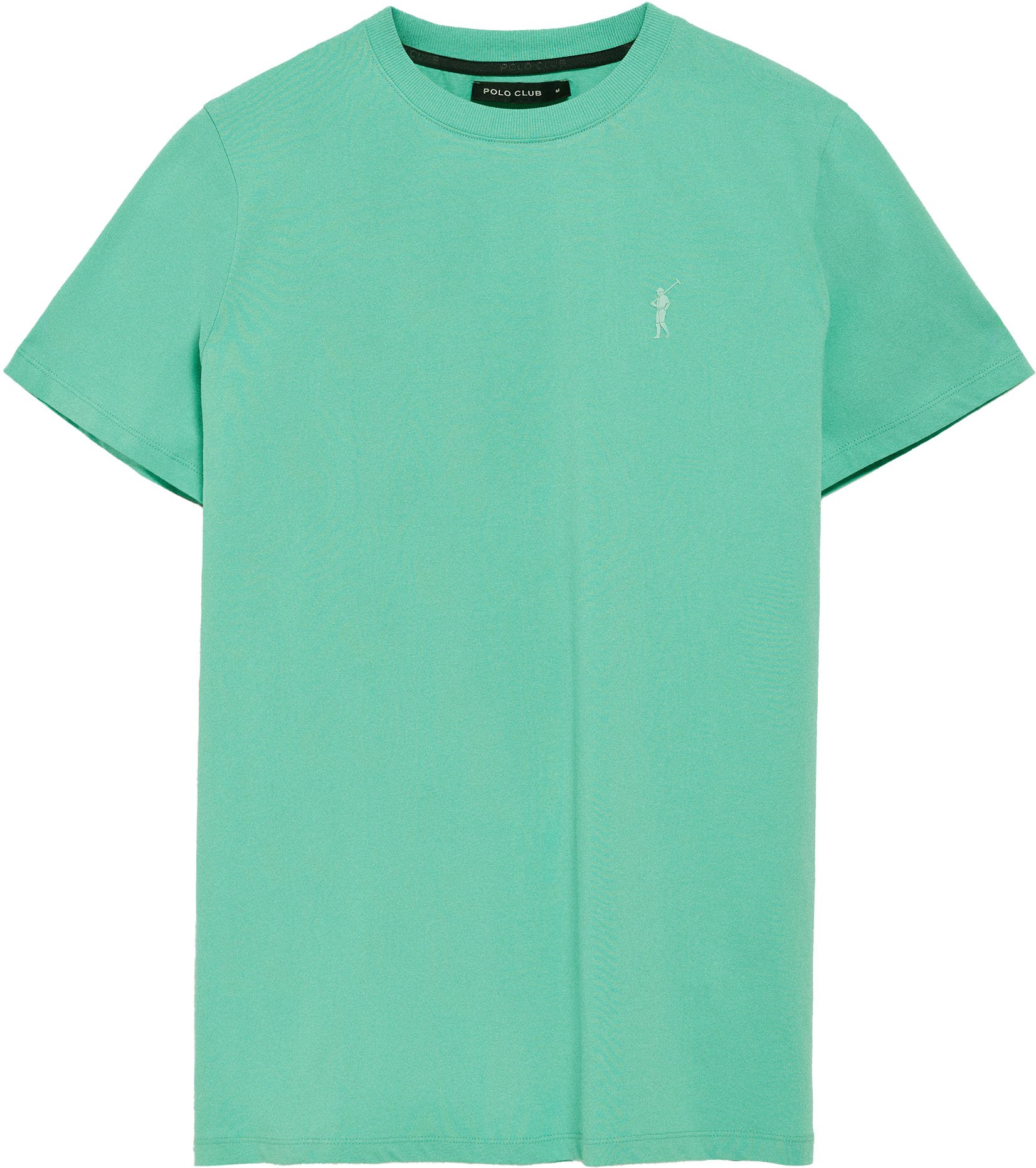 T-Shirt aquamarin mit Rundhalsausschnitt und gummiertem Big Rigby Go-Logo