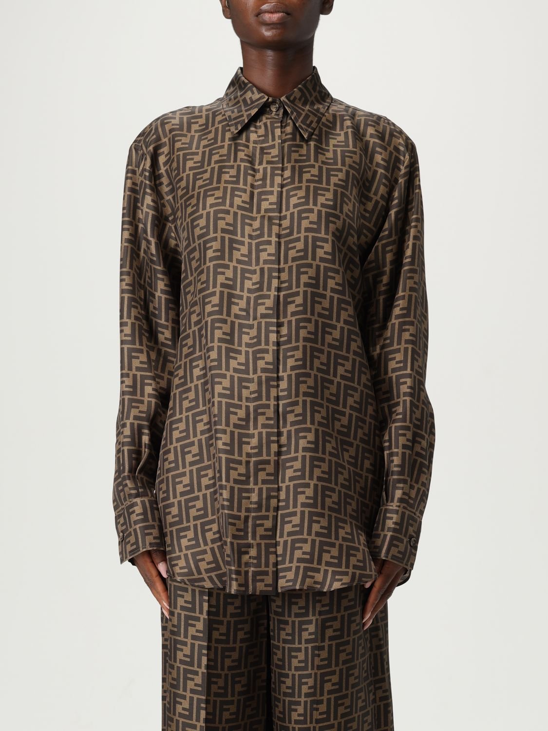 Logo-Druck Seidenhemd