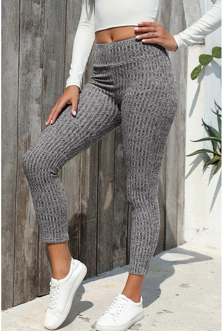 Damen Rippstrick Hohe Taille Leggings