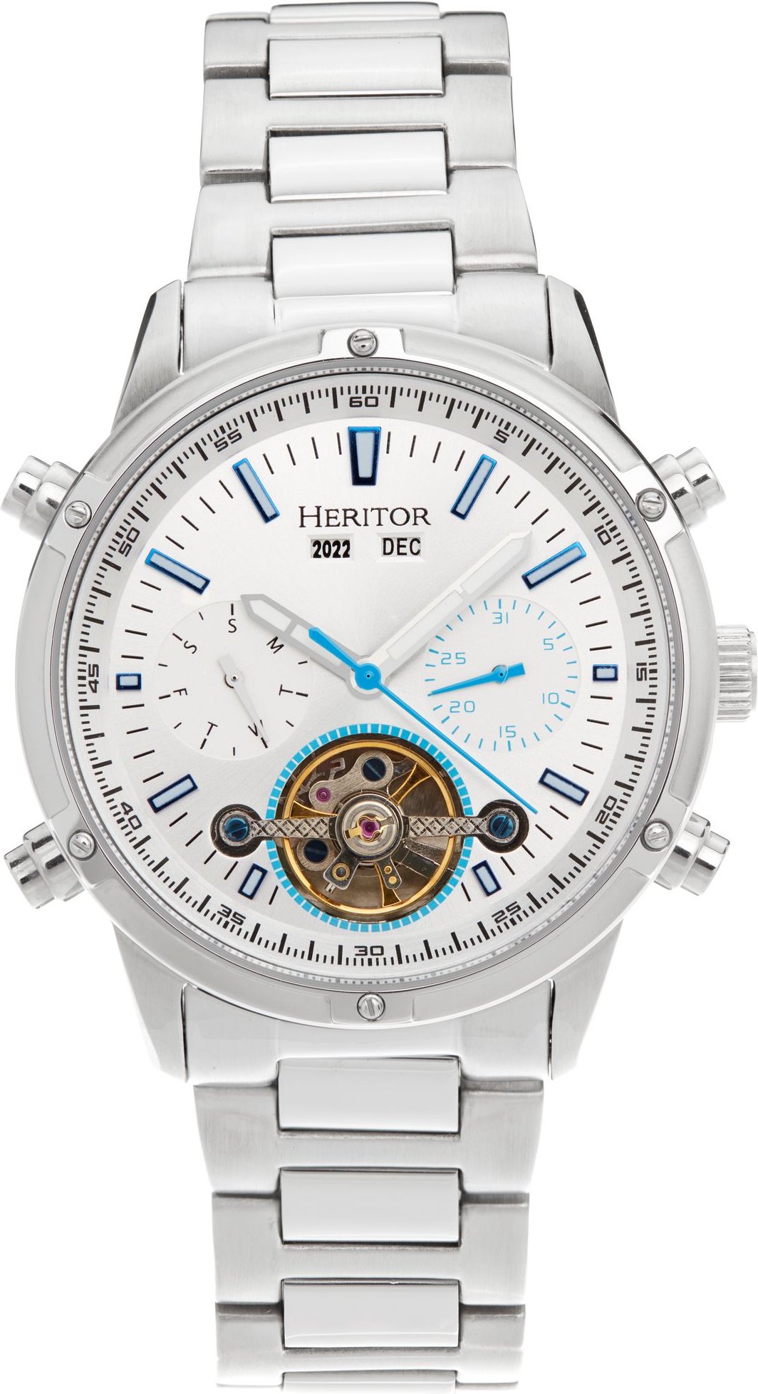Thumbnail - Montre-bracelet semi-squelette automatique Heritor Wilhelm avec jour/date