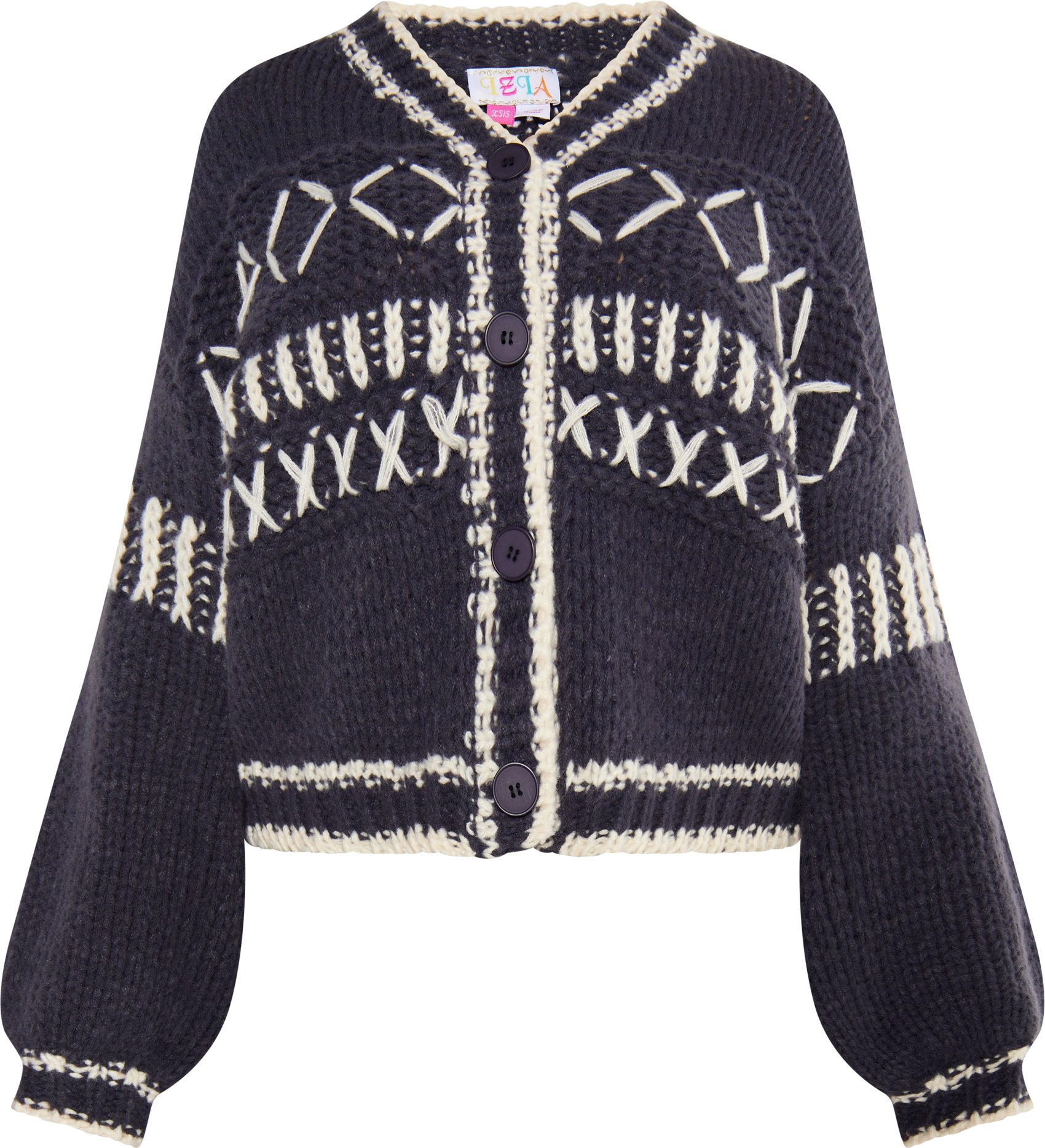 IZIA Strickjacke Damen Anthrazit Creme