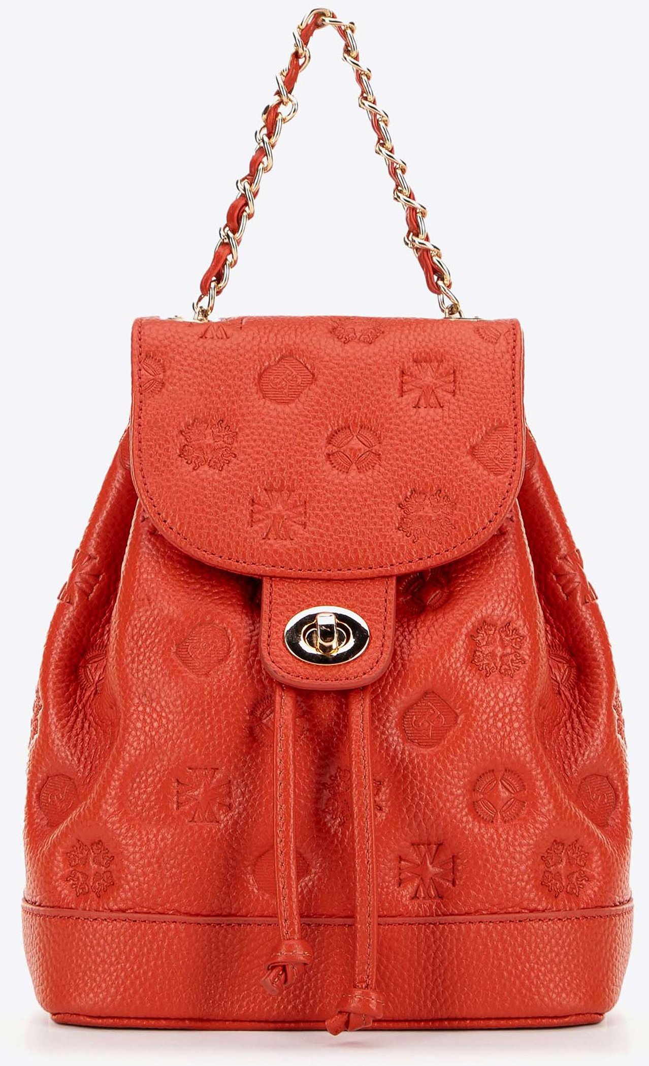 Wittchen Damen-Lederrucksack mit Kette, orangefarbenes Naturleder