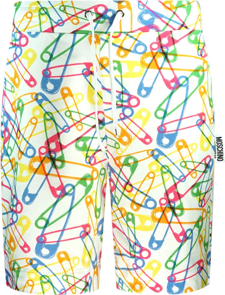 Moschino Mehrfarbig Pin Design Weiß Shorts