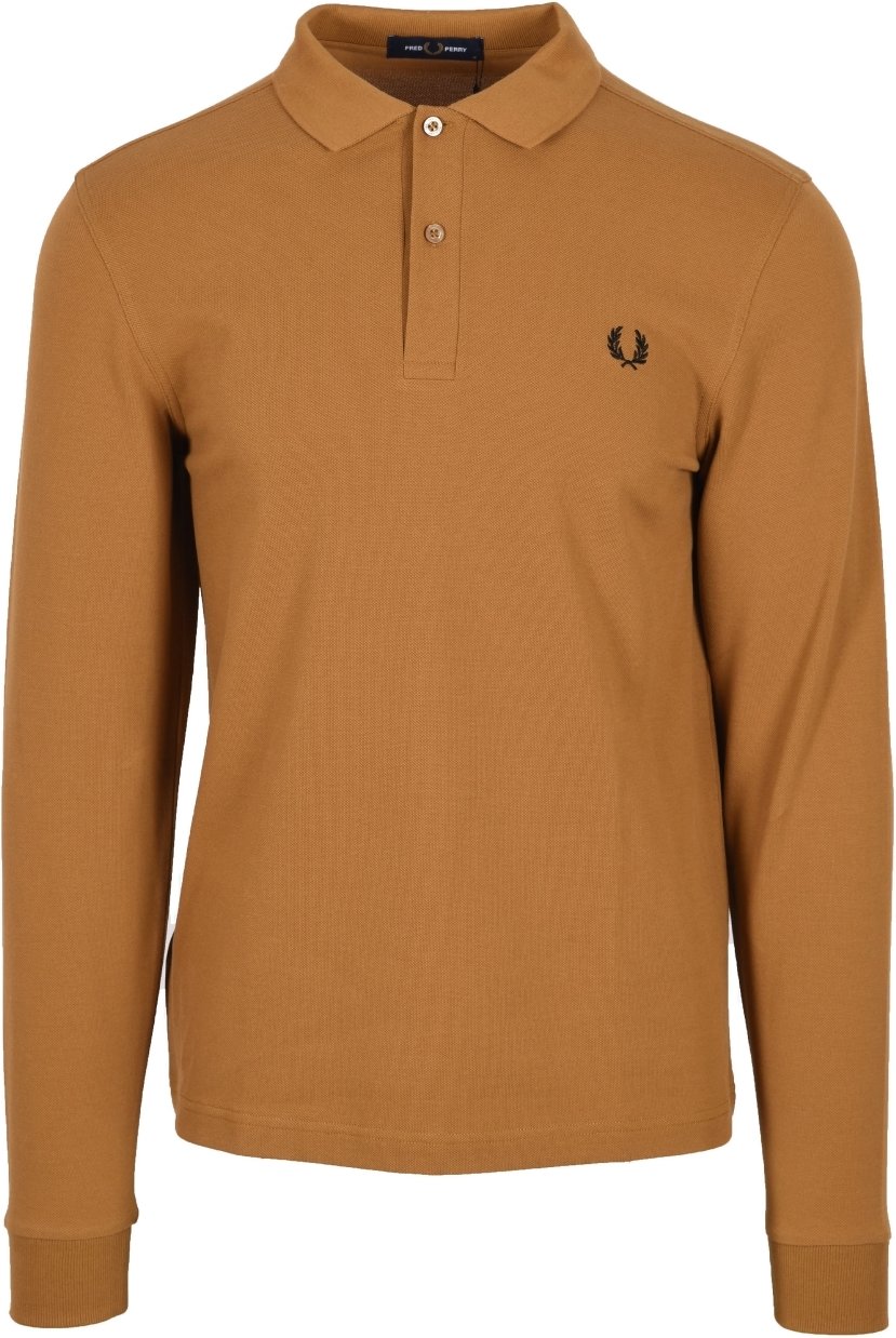 Thumbnail - Fred Perry - Langärmliges Poloshirt in Dunkelkaramellbraun
